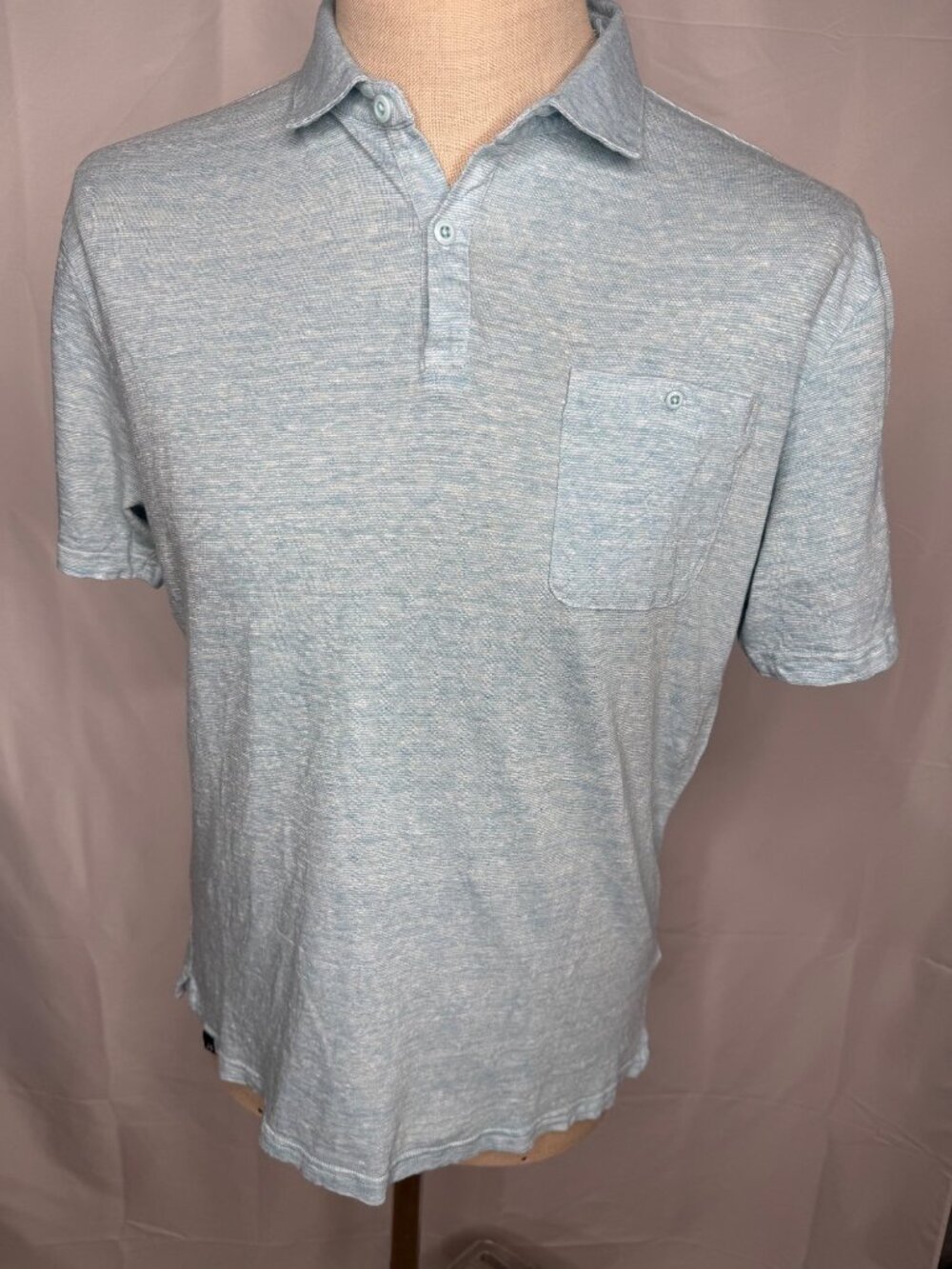 Johnnie-O Hangin Out Mens Light Blue Polo Shirt Size M Linen Blend